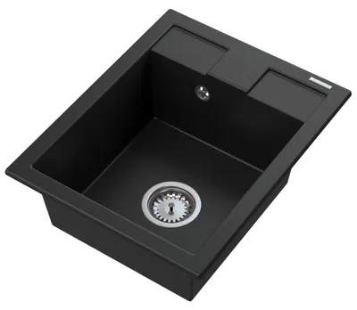 Produktbild von Granitan | GranitSpüle - Spülbecken 1-Kammer - 50x40 cm - Rechteckig - Schwarz - mit Siphon - fur Unterschränke ab 45 cm - BEST