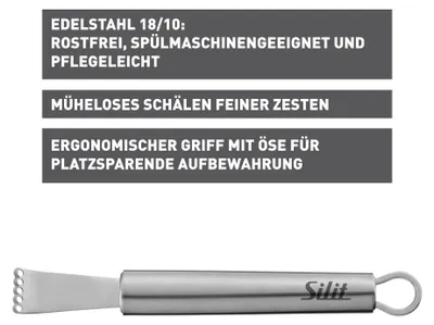 Produktbild von Silit Classic Line Zitronenschaber 14,5 cm, Zestenreisser, Edelstahl poliert, spülmaschinengeeignet