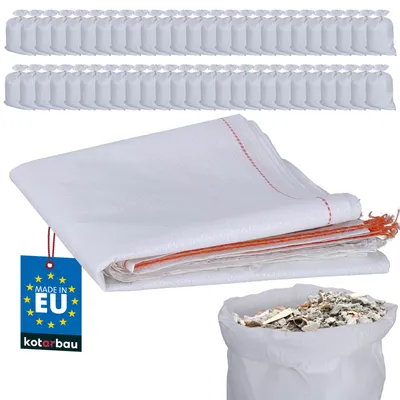 Image de KOTARBAU® Lot de 50 sacs tissés PP 50x80 cm 30 kg Sacs tissés pour charges lourdes blanc
