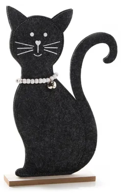 Produktbild von Kleine schwarze Katze 18 cm schwarz weiß - zum Stellen