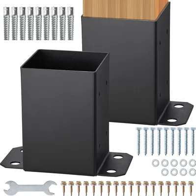 Produktbild von VEVOR 2er-Set Aufschraubhülse 96 x 140 x 163 mm Pfostenträger aus Kohlenstoffstahl mit Sprühbeschichtung Installation auf Beton-oder Holzböden Pfostenschuh Pfosten Ideal für Pergolen Verandageländern