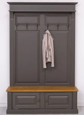 Produktbild von Casa Padrino Landhausstil Massivholz Garderobenschrank Dunkelgrau / Hellbraun 140 x 41 x H. 210 cm - Wand Garderobe - Flur Schrank - Flurmöbel - Garderobenmöbel - Landhausstil Möbel