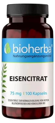 Obrázok produktu pre Železo (citrát) 75 mg – 100 kapsúl – Bioherba
