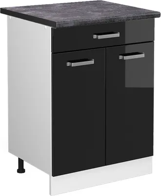 Immagine prodotto di Mobiletto base per cucina Vicco R-Line Nero lucido 60 cm con cassetto, PL Antracite, Model 45925