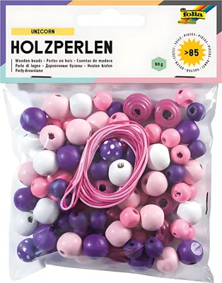 Obrázok produktu pre Folia 22973, Súprava detských korálkov, Drevo, Ružová, Purpurová
