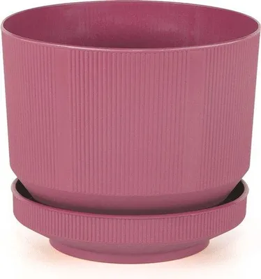Produktbild von 3 fuchsia rosa Luxus-Sierpotten 6L Blumentöpfe Cherry 23x19cm mit Drainage und Schale