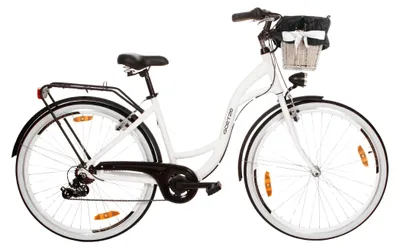 Obrázok produktu pre Goetze Mood 28" mestský bicykel, hliníkový rám s nízkym nástupom 18", Shimano Tourney 6 rýchlostí, V-Brake, LED osvetlenie, pohodlné sedlo, košík