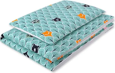 Obrázok produktu pre Súprava detskej posteľnej bielizne - súprava do postieľky - 100% bavlna, šetrná k pokožke, 2-dielna, 120 x 90 cm, Mint Forest