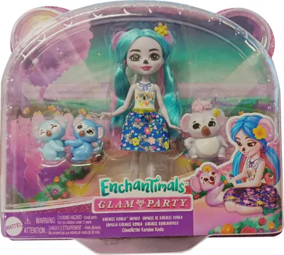 Obrázok produktu pre Mattel Enchantimals Glam Party Bábika Karalee Koala Family Animal Friends s odnímateľnou sukňou Tematické balenie Hracia súprava