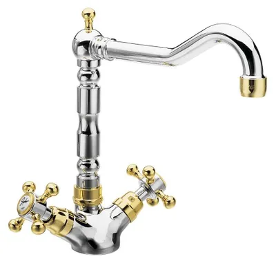 Obrázok produktu pre Kuchynská batéria ANTEA s retro prívodom, 240 mm, chróm/zlato
