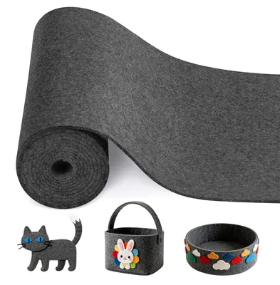 Filzrolle 300x30 cm, 3 mm, Bastelfilz grau-schwarz