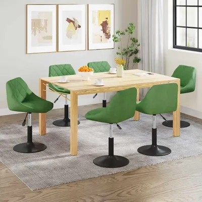 Image de vidaXL Chaises de salle à manger 6 pcs. Pivotant Vert clair Velours