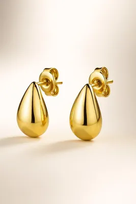 Produktbild von Lundholm Ohrstecker Damen Vergoldet my Maddie – Edelstahl Gold Plattiert – Tropfen 1,35 cm – Hypoallergen Wasserfest Jewellery