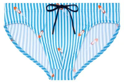 Productafbeelding van HOM heren zwemshort, model Mini Viareggio, blauw-wit gestreept - maat M