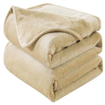 Zdjęcie produktu dla Gruba kołdra polarowa, kolor khaki, 230x270 cm - miękka i ciepła, idealna do łóżka i kanapy