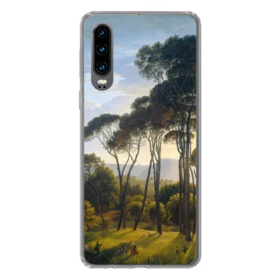 Produktbild von MuchoWow® Handyhülle Schutzhülle Hülle für Huawei P30 Italienische Landschaft mit Zirbelkiefer - Hendrik Voogd - Kunst Silikon Softcase Handy Hülle - Kartenbesitzer