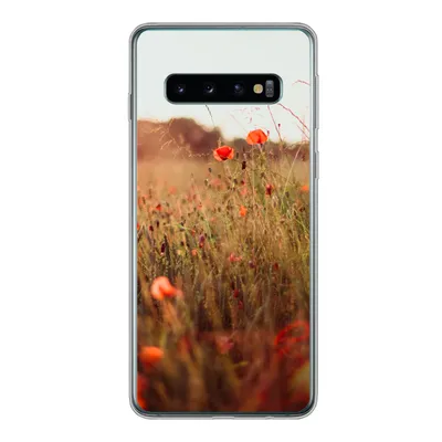 Produktbild von MuchoWow® Handyhülle Schutzhülle Hülle für Samsung Galaxy S10 Sonnenuntergang - Blumen - Rot Silikon Softcase Handy Hülle - Handytasche