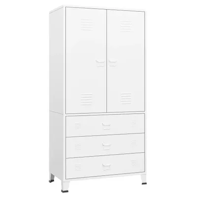 Produktbild von Industrial Kleiderschrank Weiß 90x50x180 cm Metall