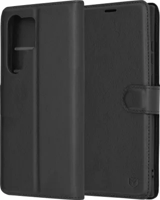 Produktbild von Techsuit Leder Folio Book Wallet Klapphülle für Samsung Galaxy S23 Ultra - Schwarz
