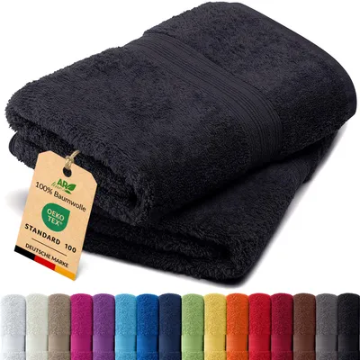 Produktbild von 2er-Set ARIZONA Handtuch-Serie von AR Line – 100% Baumwolle, 500 g/m², 2er-Set Handtücher 50x100 cm, Farbe: Schwarz