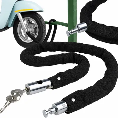 Obrázok produktu pre Zámok na bicykel, reťazový zámok, 80 cm, čierna farba, bezpečnostný reťaz na kľúč, vhodný pre bicykle a motocykle