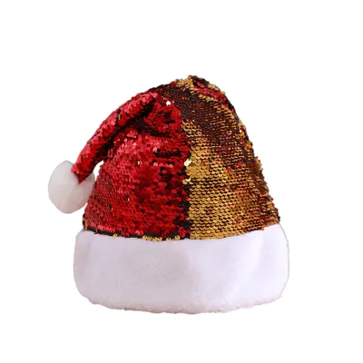Produktbild von hautfreundlicher Weihnachtshut Easy Wear Haustier Glitzer Design Weiches Weihnachtskappe für Familien-Golden
