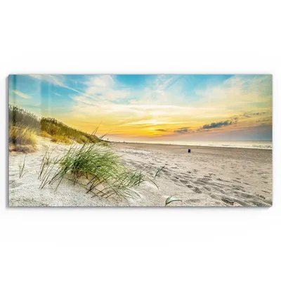Produktbild von DEQORI Glasbild Echtglas 60x30 cm 'Baltischer Dünenstrand' Wandbild Bild modern Deko