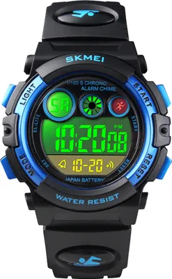 Produktbild von Alienwork Seven-color LED Digital Kinderuhr Jungen Mädchen Schwarz Kautschuk-Armband Kalender Chronograph Sportlich Multi-funktion