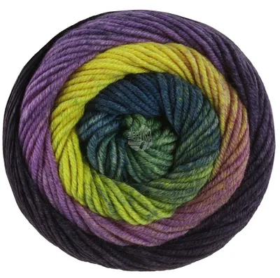 Produktbild von Lana Grossa - Cool Wool Big Color 4043 grün schwarzbraun dunkelviolett violett gelb blattgrün dunkelpetrol