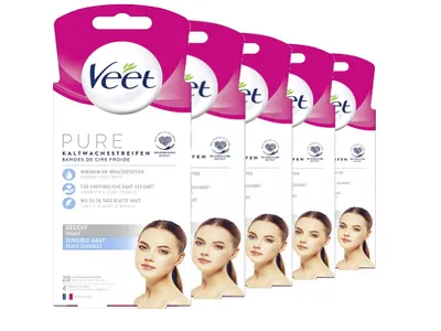 Produktbild von Veet Kaltwachsstreifen Gesicht sensible Haut 5 x 20 Stück