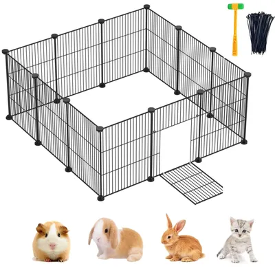 Productafbeelding van Konijnenhok kleine dieren huisdierbox - Opvouwbaar metaal - Voor konijnen, cavia's en hamsters
