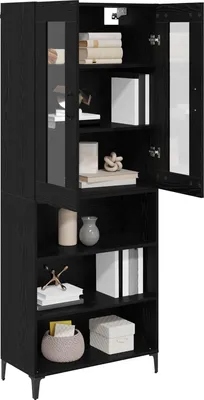 Immagine prodotto di vidaXL Credenza nera look rovere 69,5 x 34 x 180 cm materiale a base di legno