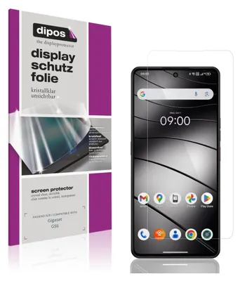 A product shot showing the packaging for a screen protector and the screen protector itself placed on a smartphone.