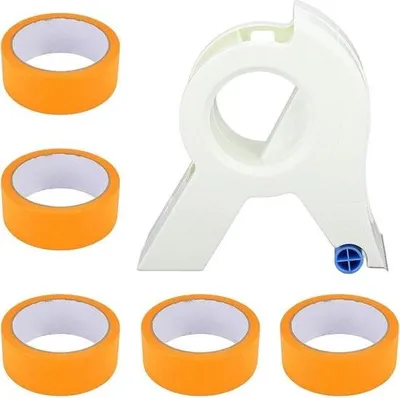 Immagine prodotto di Applicatore di nastro colorato per nastro adesivo in plastica - Distributore di nastro adesivo per modanature e telai di porte - 5 rotoli di nastro adesivo