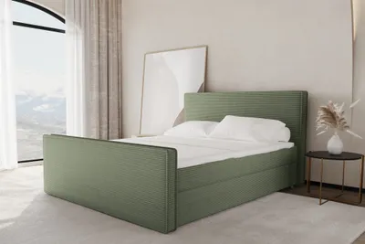 Produktbild von Boxspringbett Schlafzimmerbett CELES 120x220cm Stoff Poso Hellgrün