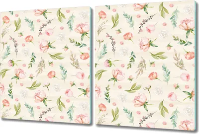 Produktbild von Glas Schneidebrett Herdabdeckplatten Schneideplatten - 2x 40x52 cm - Kleine Blumen