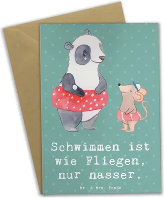 Produktbild von Mr. & Mrs. Panda neujahrskarte Schwimmen wie Fliegen - Meeresbrise - Geschenk, Sport, Schmetterlingsschwimmen, Freiheit, einladungskarten, Schwimmtraining, Sportler