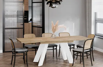 Produktbild von ENDO-Möbel Ausziehbarer Esstisch Como White 130-210cm (Wotan Eiche)