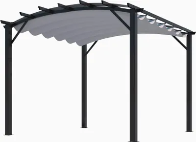 Image de Pergola arche structure mixte aluminium/acier coloris gris anthracite - toile couleur gris 140 gr/m²