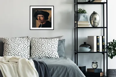 Produktbild von MuchoWow® MuchoWow® Gerahmtes Poster Kunst - Brille - Porträt 40x40 cm - Poster mit zchwarzem Bilderrahmen - Poster - Plakat im Rahmen