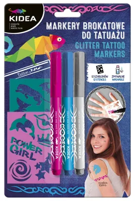 Image de Marqueurs de tatouage 3 pcs avec pochoirs Kidea