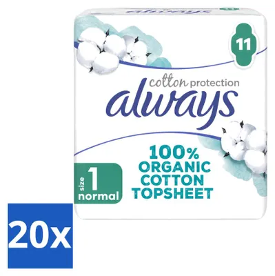 Produktbild von 20 x Always Bio Baumwolle Protection Ultra Normal Damenbinden mit Flügeln - Vorteilspackung - 20 Stücke