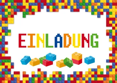 Baustein-Einladungskarten, 12 Stück, A6, bunt, für Kindergeburtstag