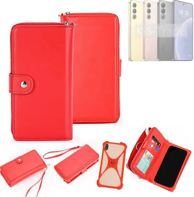 Produktbild von K-S-Trade 2in1 Schutzhülle Portemonnee Handyhülle mit Bumper kompatibel mit Meizu 20 Hülle Case Etui Geldbörse Smartphone rot (1x)