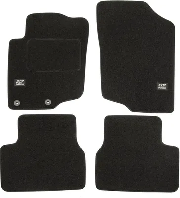 Image de Logo Tapis De Sol Noir Velours Sur Mesure Pour Peugeot 207 2006-2012 4pcs, Base Antidérapante, Tapis conducteur renforcé