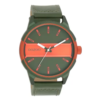 Image de Montre Oozoo vert cuir Timepieces hommes Montre à quartz analogique UOC11318