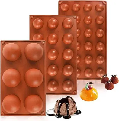 Produktbild von Silikon-Halbkugel mit 6 Löchern Ø 67 cm Ø 37 cm Ø 27 cm - Silikonform für Torte oder Kuchen