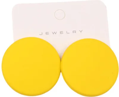 Produktbild von 1 Paar Ohrstecker, Bonbonfarben, geometrisch, Sprühfarbe, Piercing, schlicht, für Damen und Mädchen, große runde Ohrstecker, Modeschmuck, Geschenk für Freundinnen-Gelb