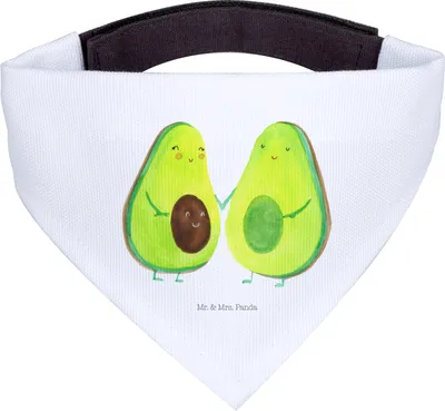 Produktbild von Mr. & Mrs. Panda Dreieckstuch Avocado Pärchen - Weiß - Geschenk, Hundehalstuch, Halstuch für Hund, Avocados, Hunde, Liebe, Bandana, Hals Tuch, Familie