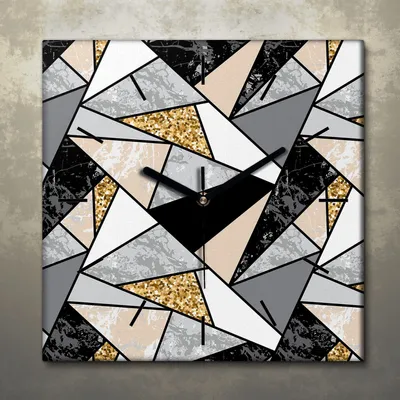 Produktbild von Wohnzimmer Leinwand Uhr Geräuschlos Küche 30x30 Geometrisch, Abstrakt, Textur, schwarze Zeiger